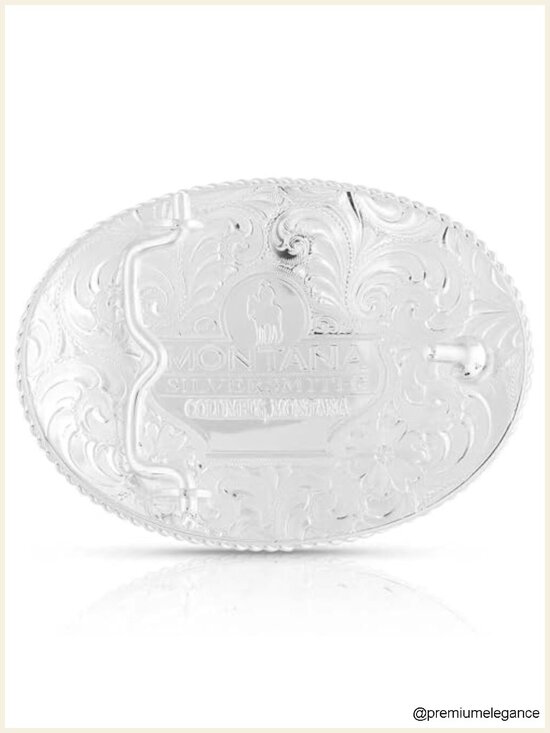 Initial Engraved Gold Trim Western Belt Buckle - Nickel Alloy Base main image 4